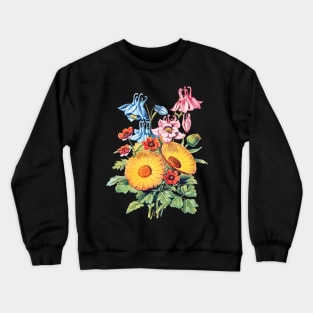 Orchid Flower Power -  Flower Bouquet - Hearts - Beautiful Flowers - Vintage Crewneck Sweatshirt